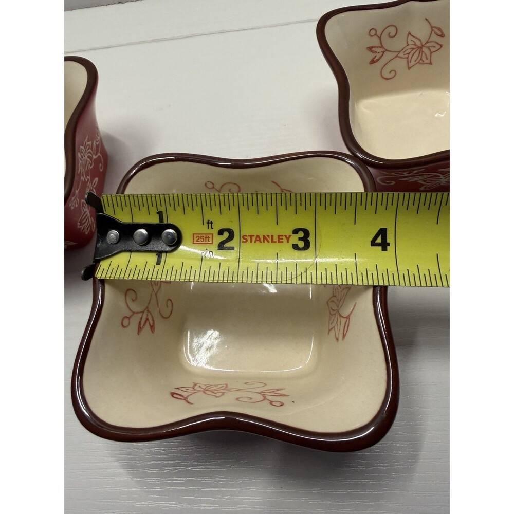 Temp-rations By Tara Floral Lace Red Set Of 3 Square Ramekin 6oz PPP-SQ-769731 - Picture 11 of 14